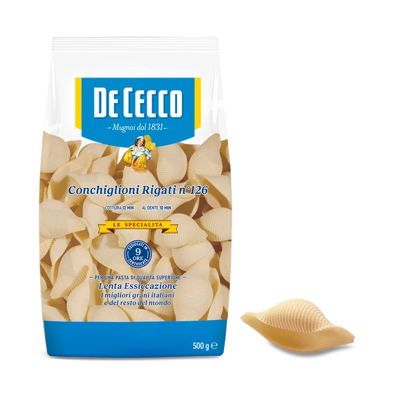 De Cecco Conchiglioni Rigati Nagy kagyló olasz durum száraztészta 500g